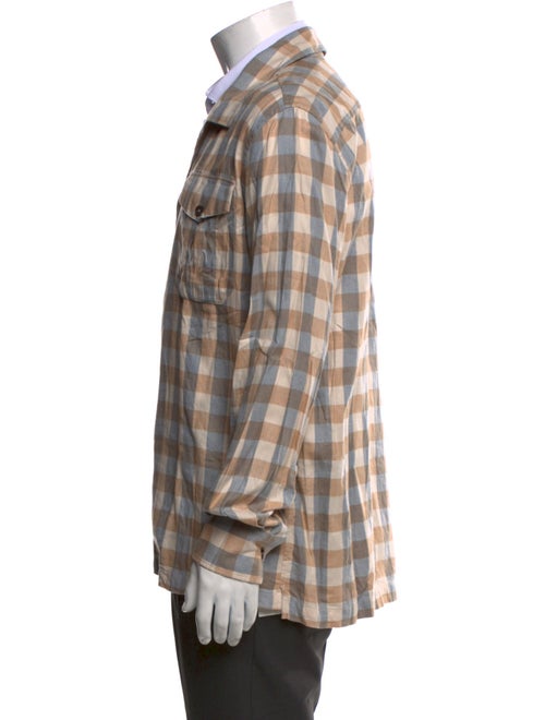 Eleventy Plaid Print Long Sleeve Western Shirt