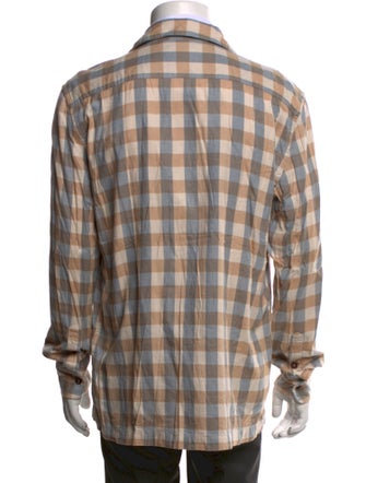 Eleventy Plaid Print Long Sleeve Western Shirt
