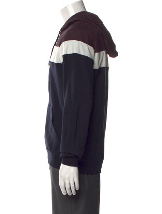 Eleventy Colorblock Pattern Mock Neck Hoodie