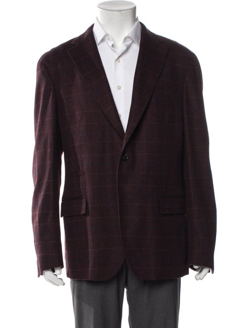 Eleventy Wool Plaid Print Blazer