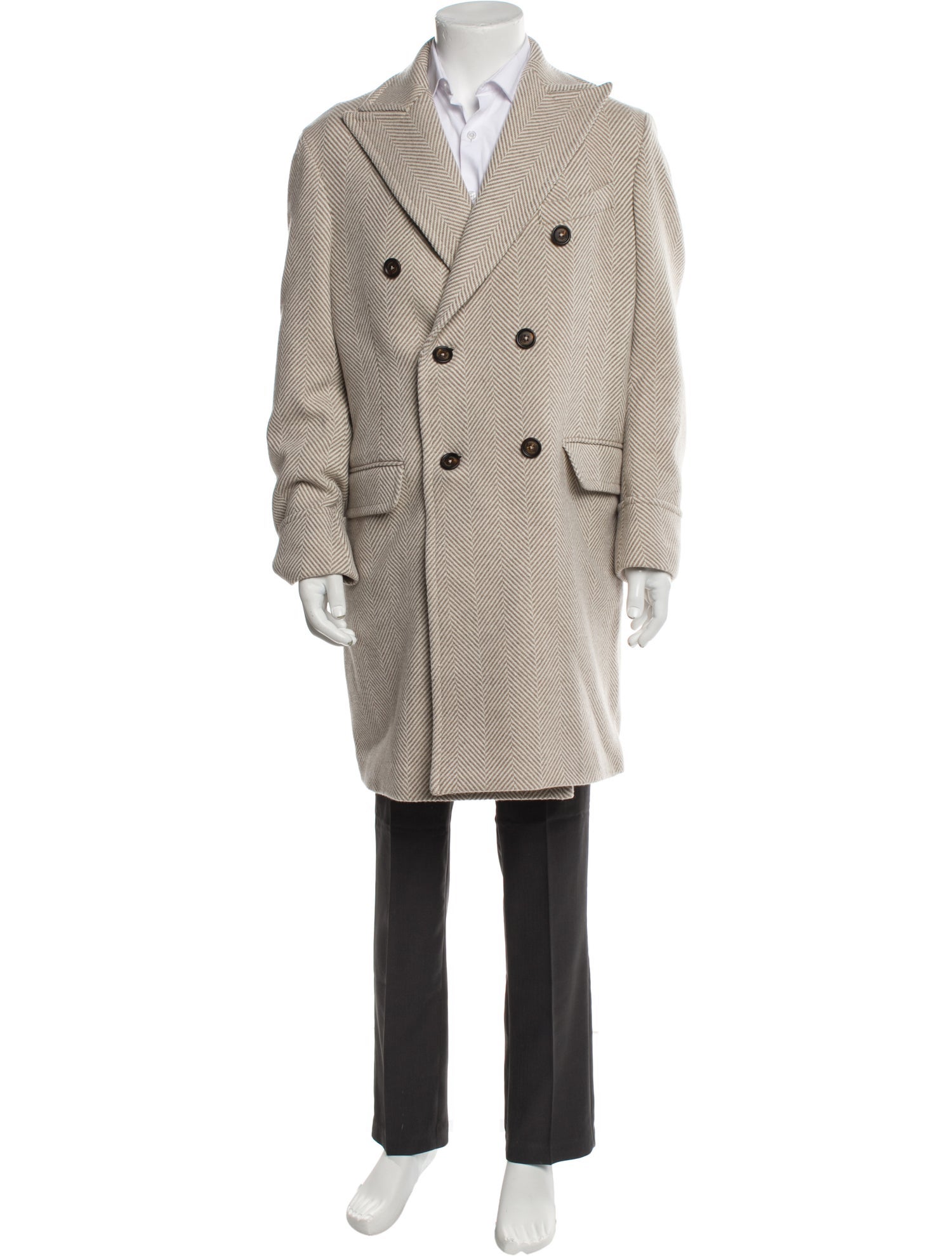 Eleventy Wool Houndstooth Print Trench Coat