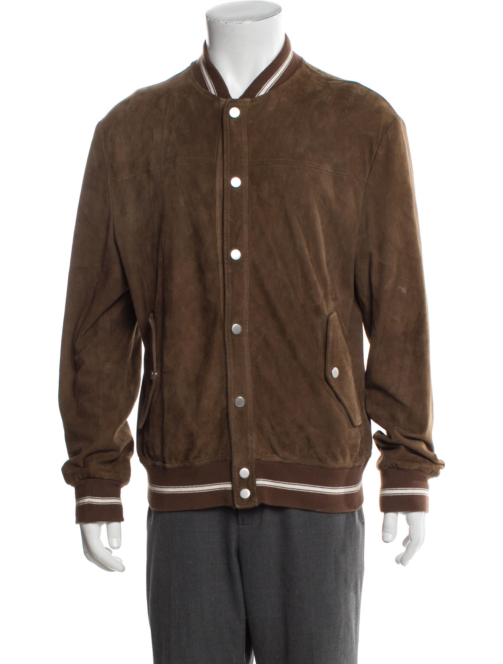 Eleventy Suede Striped Bomber Jacket