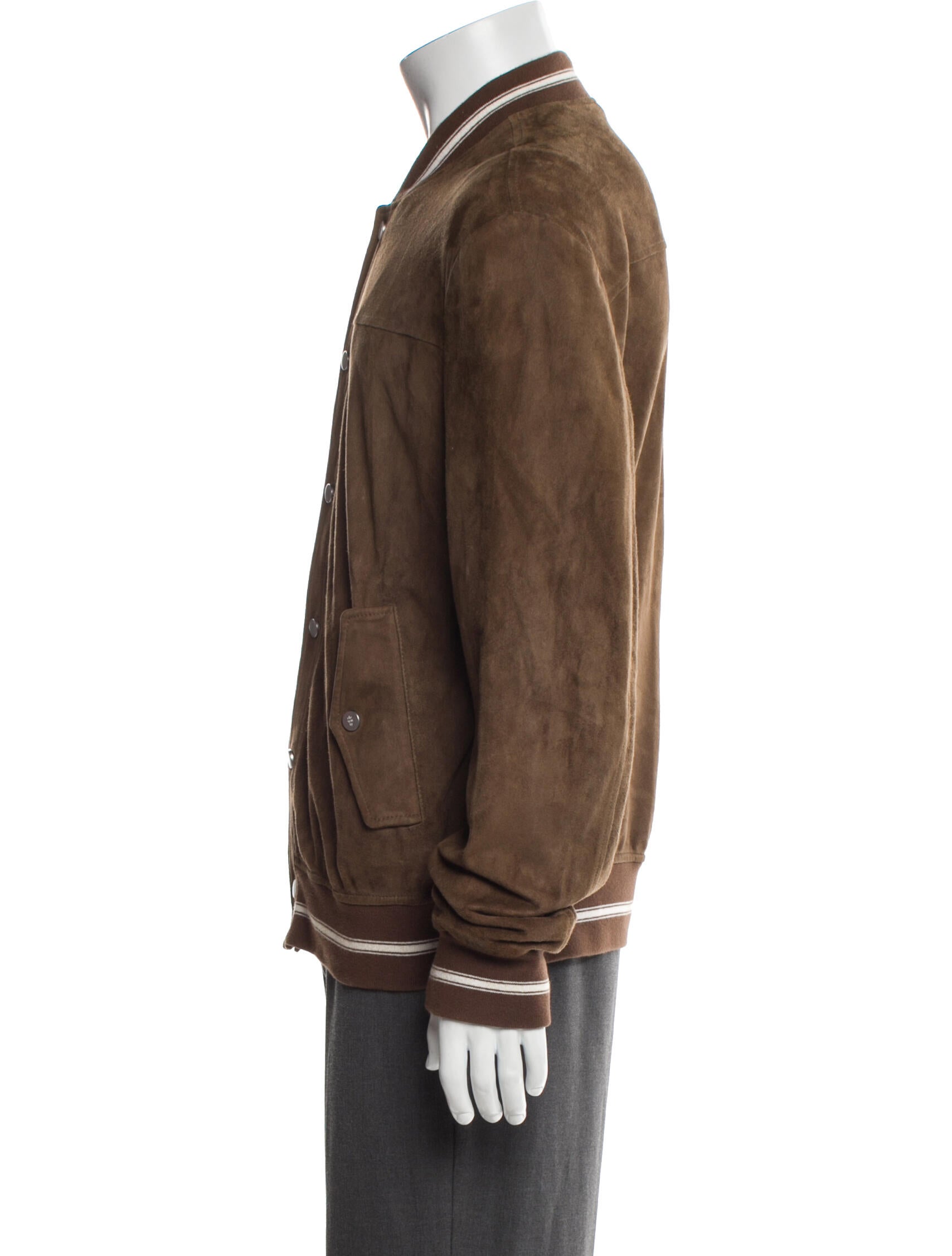 Eleventy Suede Striped Bomber Jacket