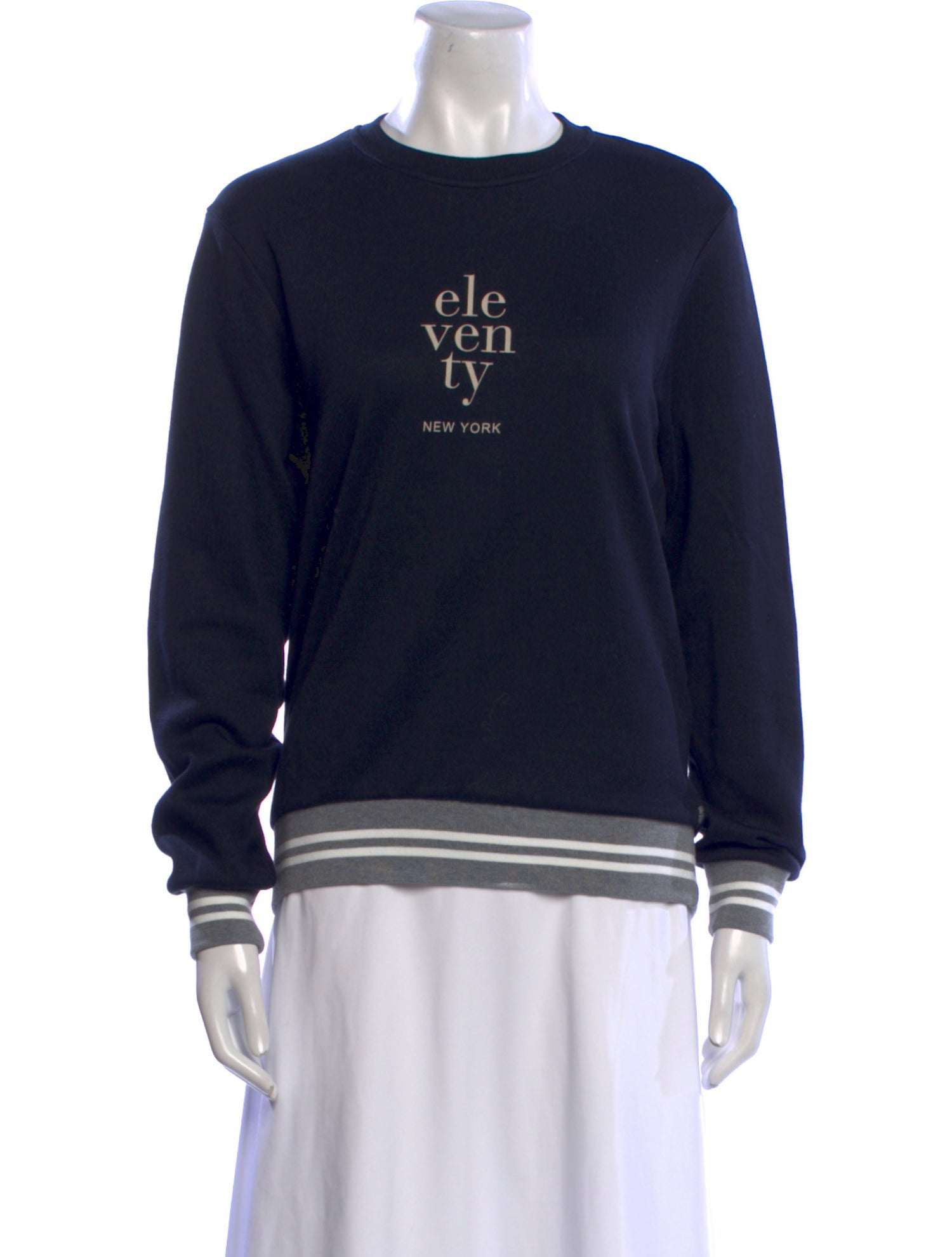 Eleventy Graphic Print Crew Neck Sweater