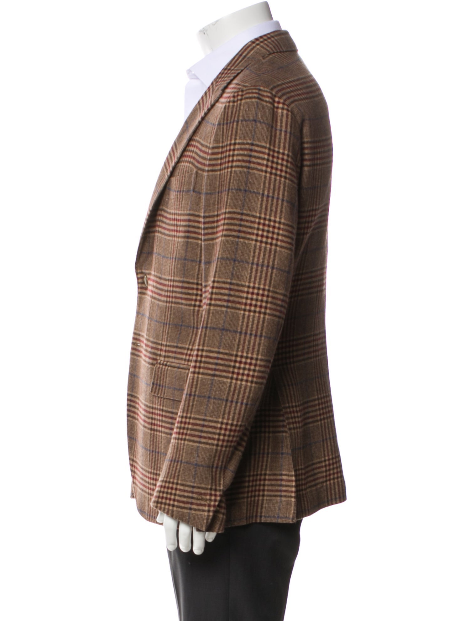 Eleventy Wool Plaid Print Blazer