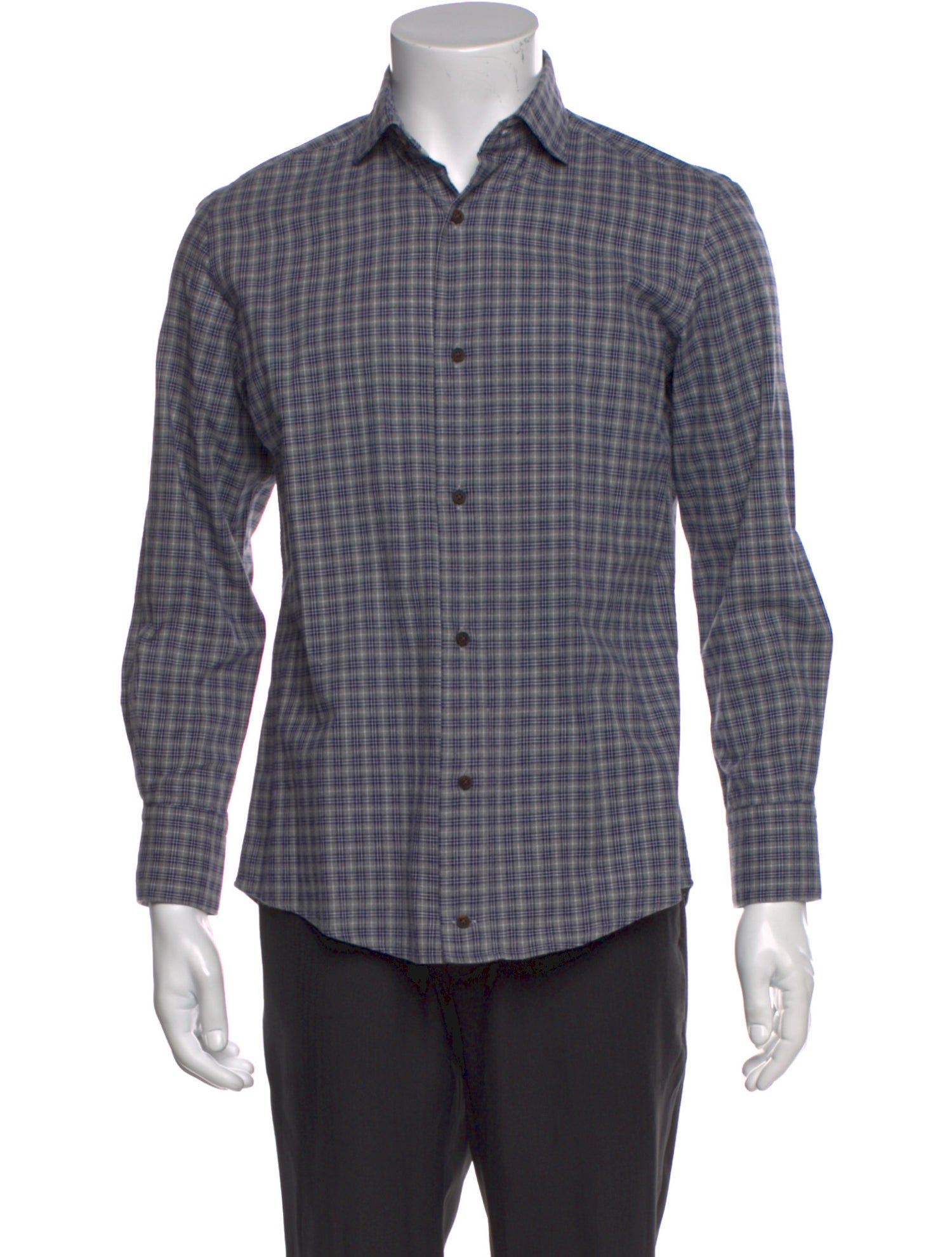 Eleventy Plaid Print Long Sleeve Dress Shirt