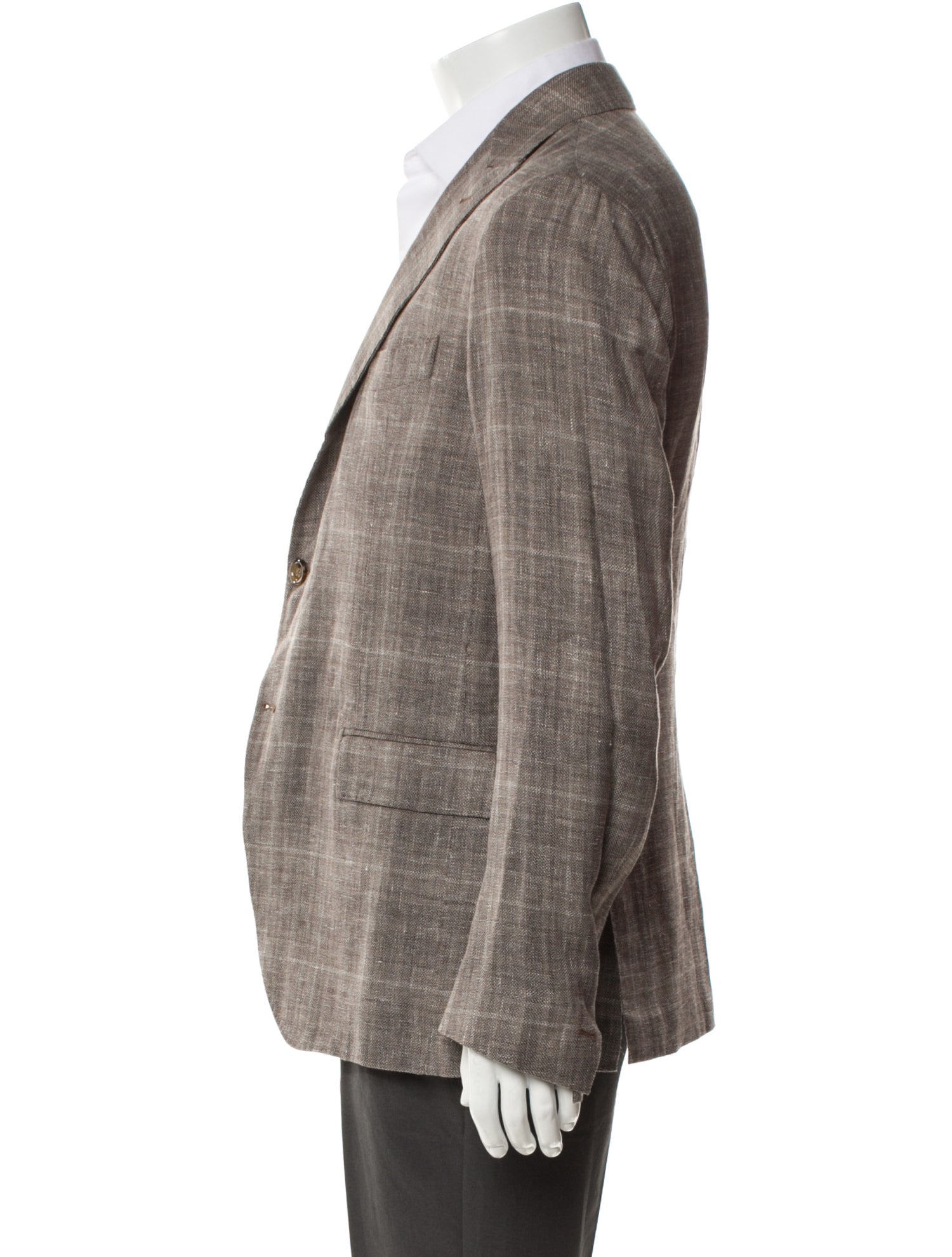 Eleventy Linen Plaid Print Blazer