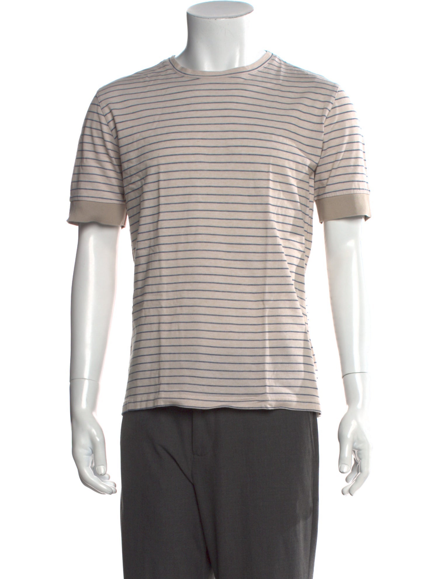 Eleventy Striped Crew Neck Polo Shirt
