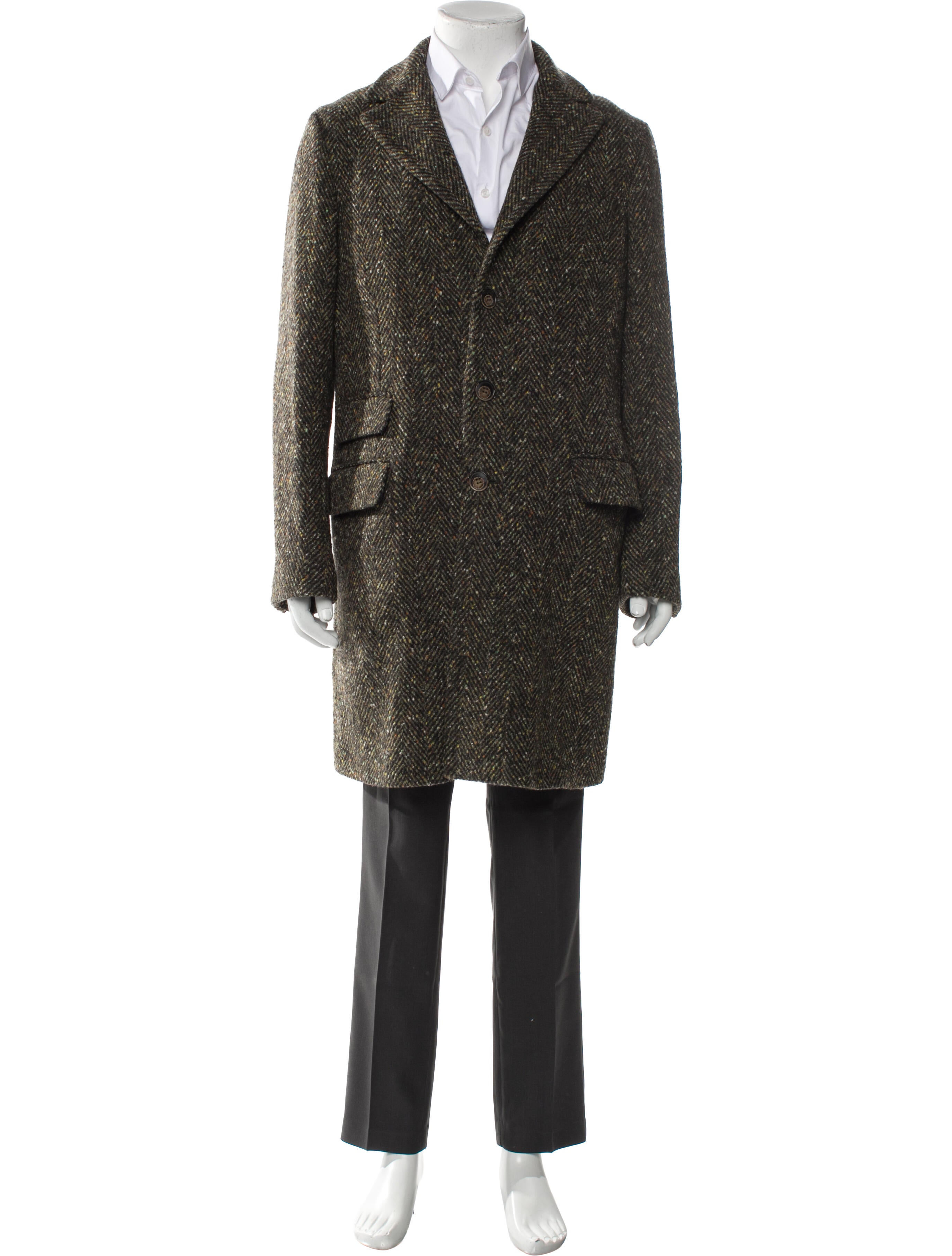 Eleventy Wool Houndstooth Print Overcoat