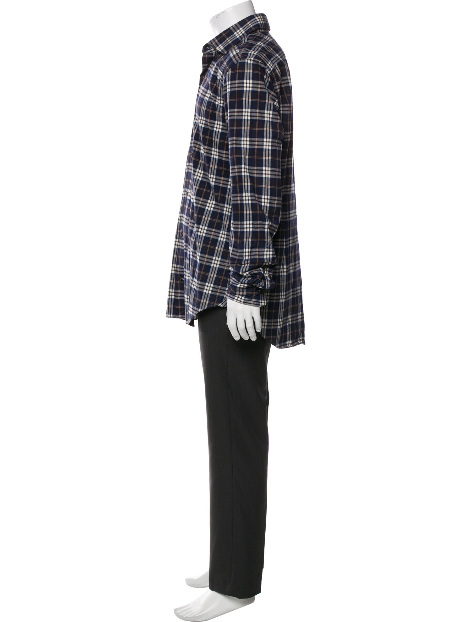 Eleventy Plaid Print Long Sleeve Shirt