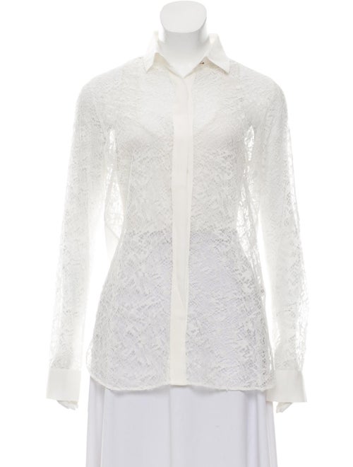 Elie Saab Lace Collared Blouse White