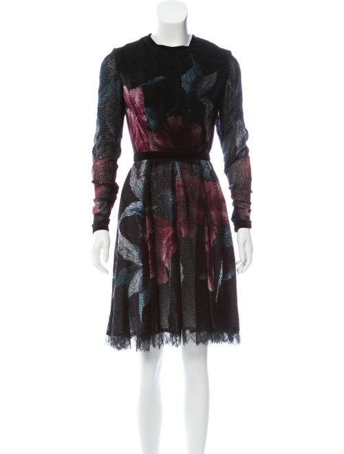 Elie Saab Printed Devoré Dress Black