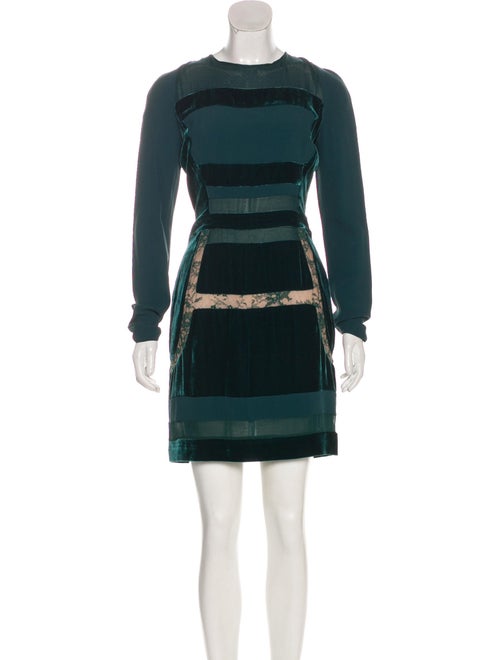 Elie Saab Velvet Lace-Trimmed Dress
