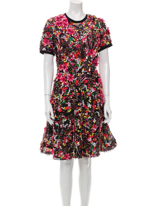 Elie Saab Floral Print Knee-Length Dress Black