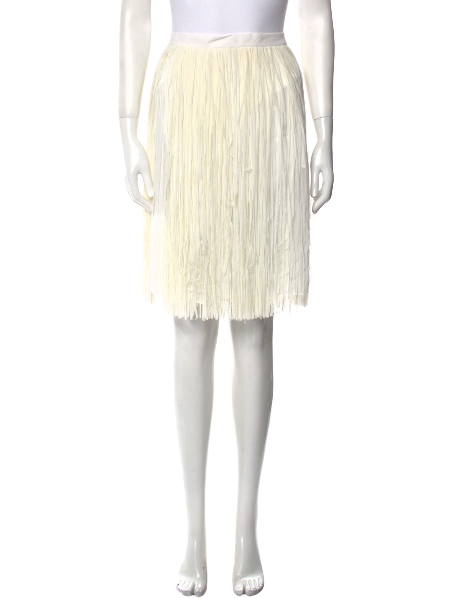 Elie Saab Fringe Trim Accent Knee-Length Skirt