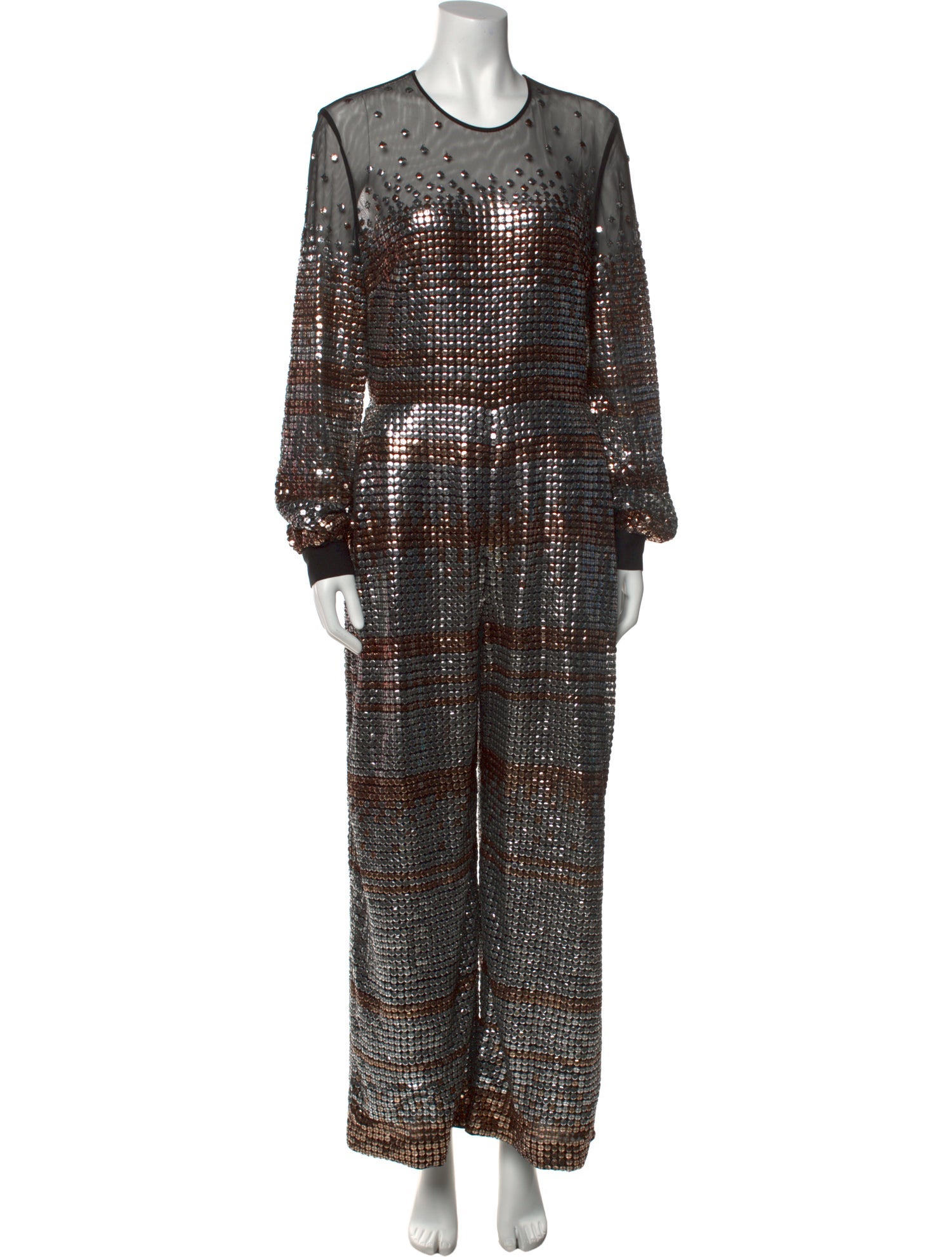 Elie Saab Striped Crew Neck Jumpsuit