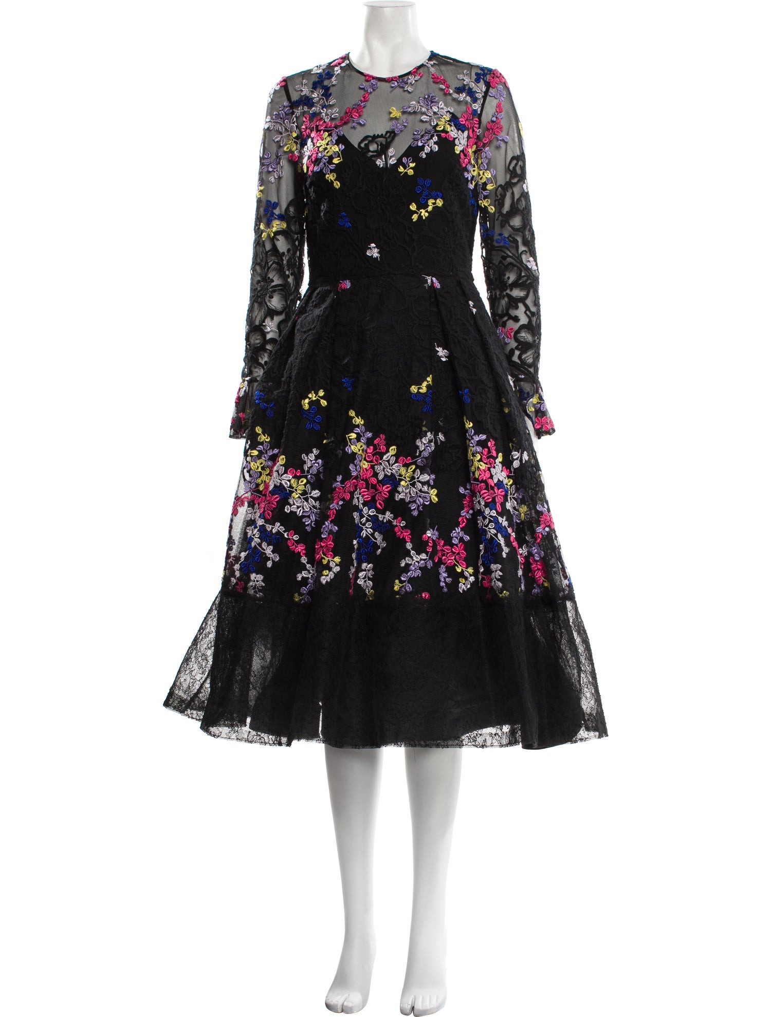 Elie Saab Floral Print Midi Length Dress