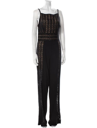 Elie Saab Patterned Square Neckline Jumpsuit