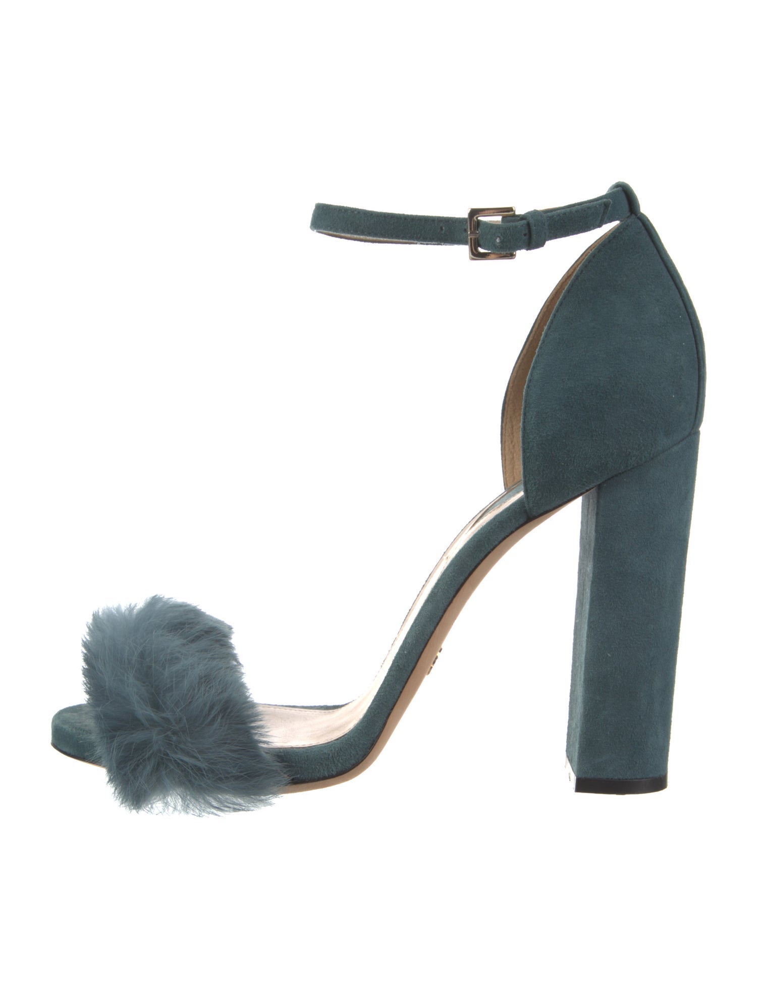 Elie Saab Suede Faux Fur Trim Sandals