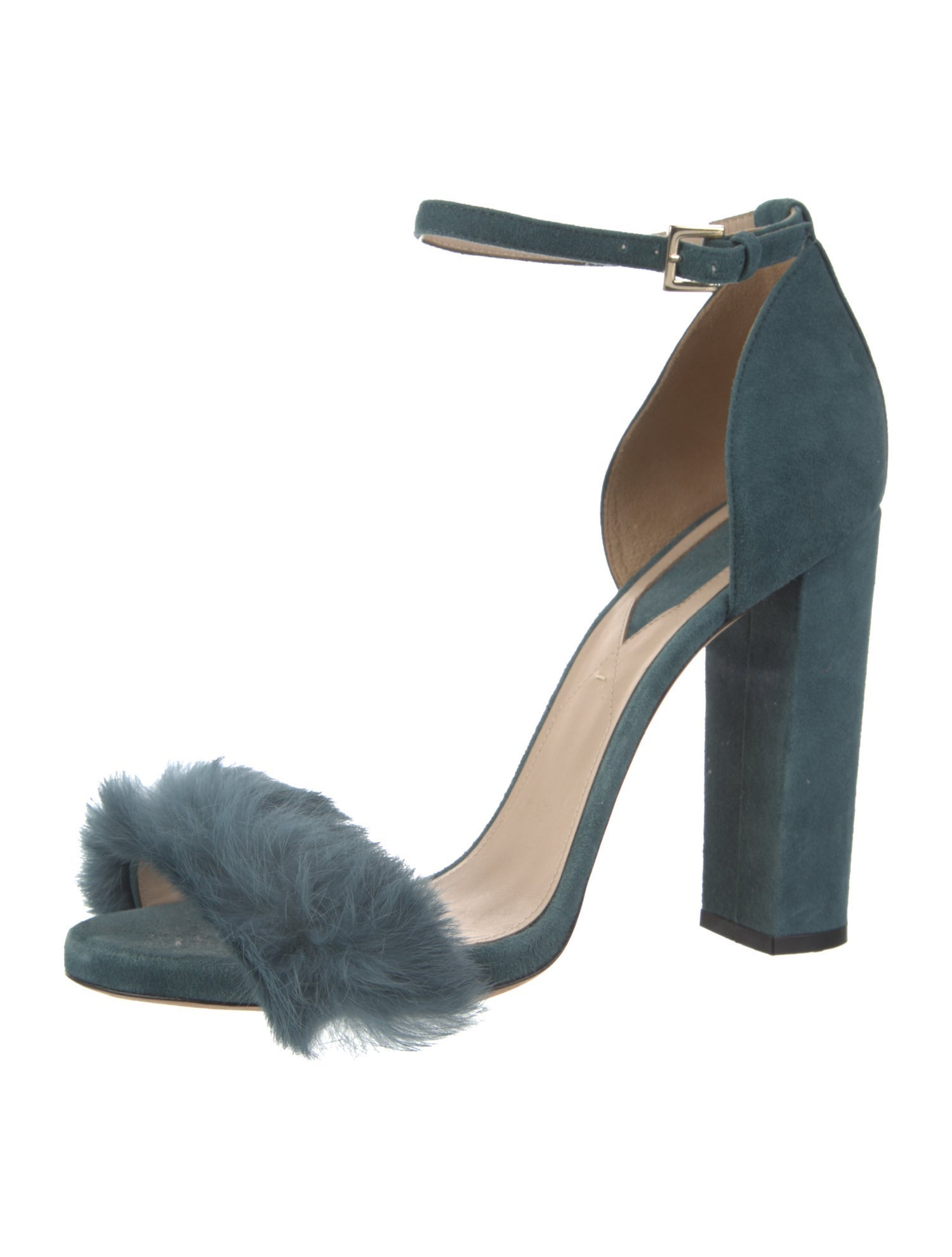 Elie Saab Suede Faux Fur Trim Sandals