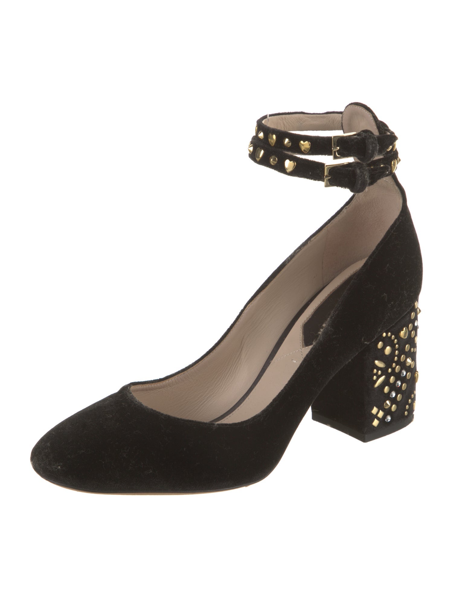 Elie Saab Velvet Crystal Embellishments Pumps