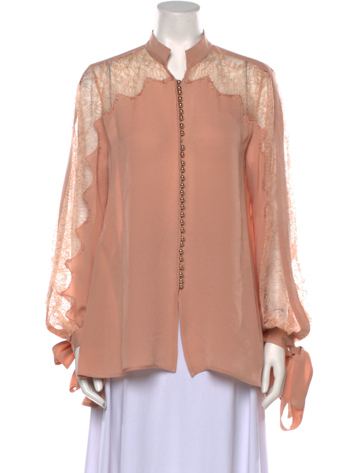 Elie Saab Mock Neck Long Sleeve Blouse