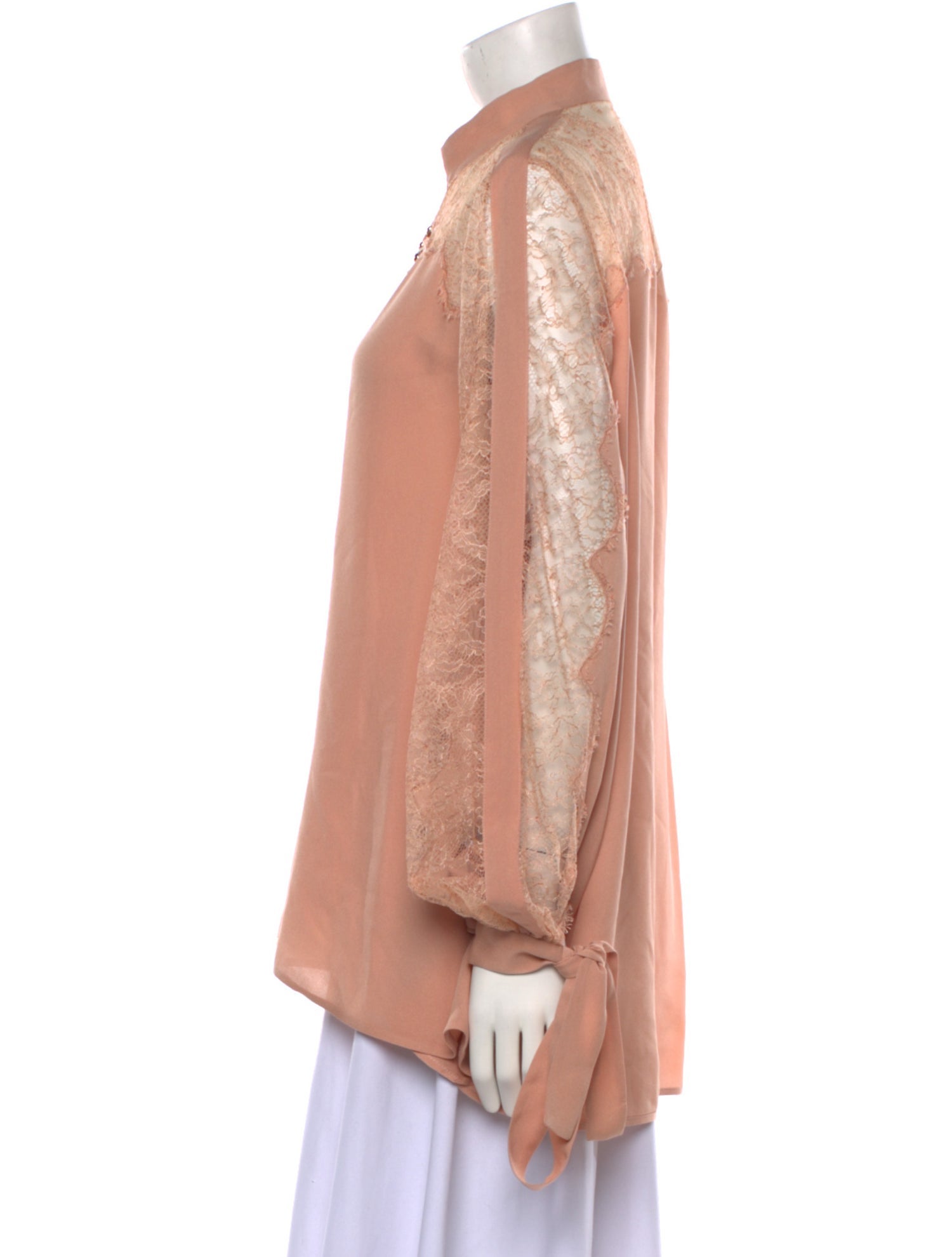 Elie Saab Mock Neck Long Sleeve Blouse