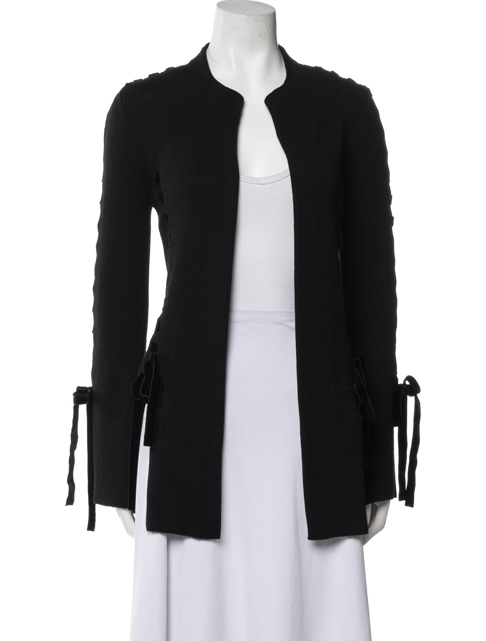 Elie Saab Virgin Wool Open Front Sweater