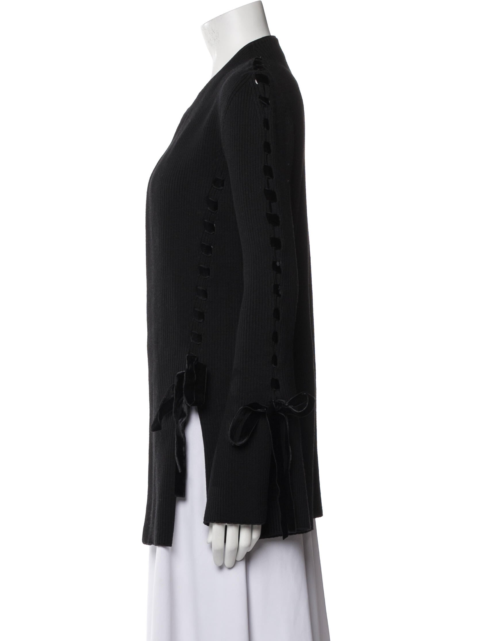 Elie Saab Virgin Wool Open Front Sweater