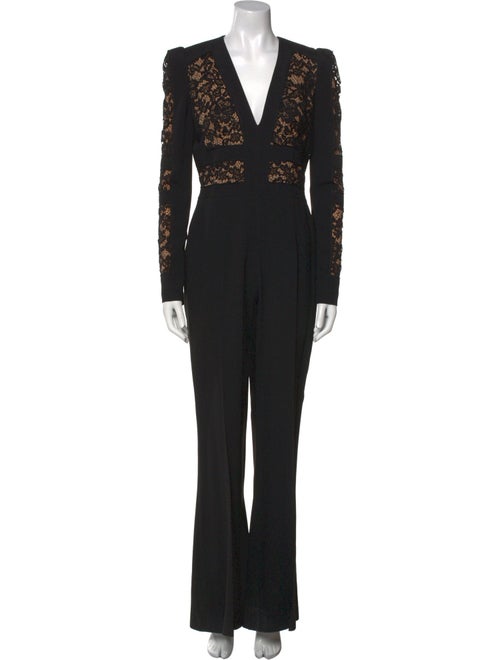 Elie Saab Lace Pattern V-Neck Jumpsuit