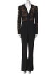 Elie Saab Lace Pattern V-Neck Jumpsuit