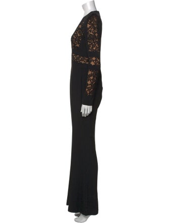 Elie Saab Lace Pattern V-Neck Jumpsuit