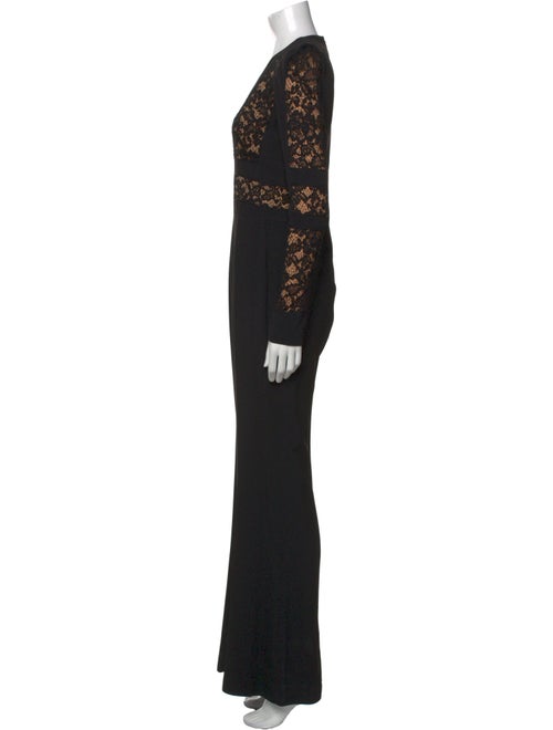 Elie Saab Lace Pattern V-Neck Jumpsuit