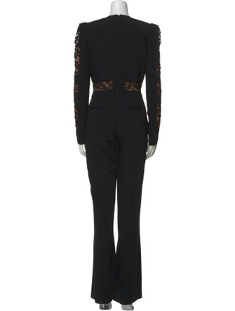 Elie Saab Lace Pattern V-Neck Jumpsuit