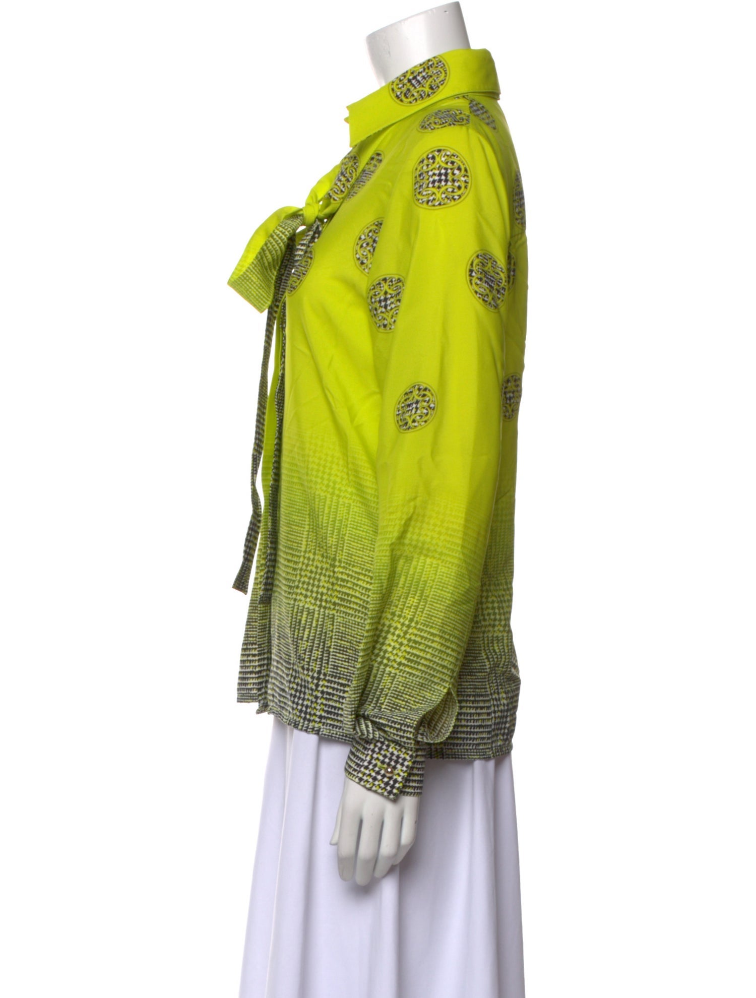 Elie Saab Printed Long Sleeve Button-Up Top