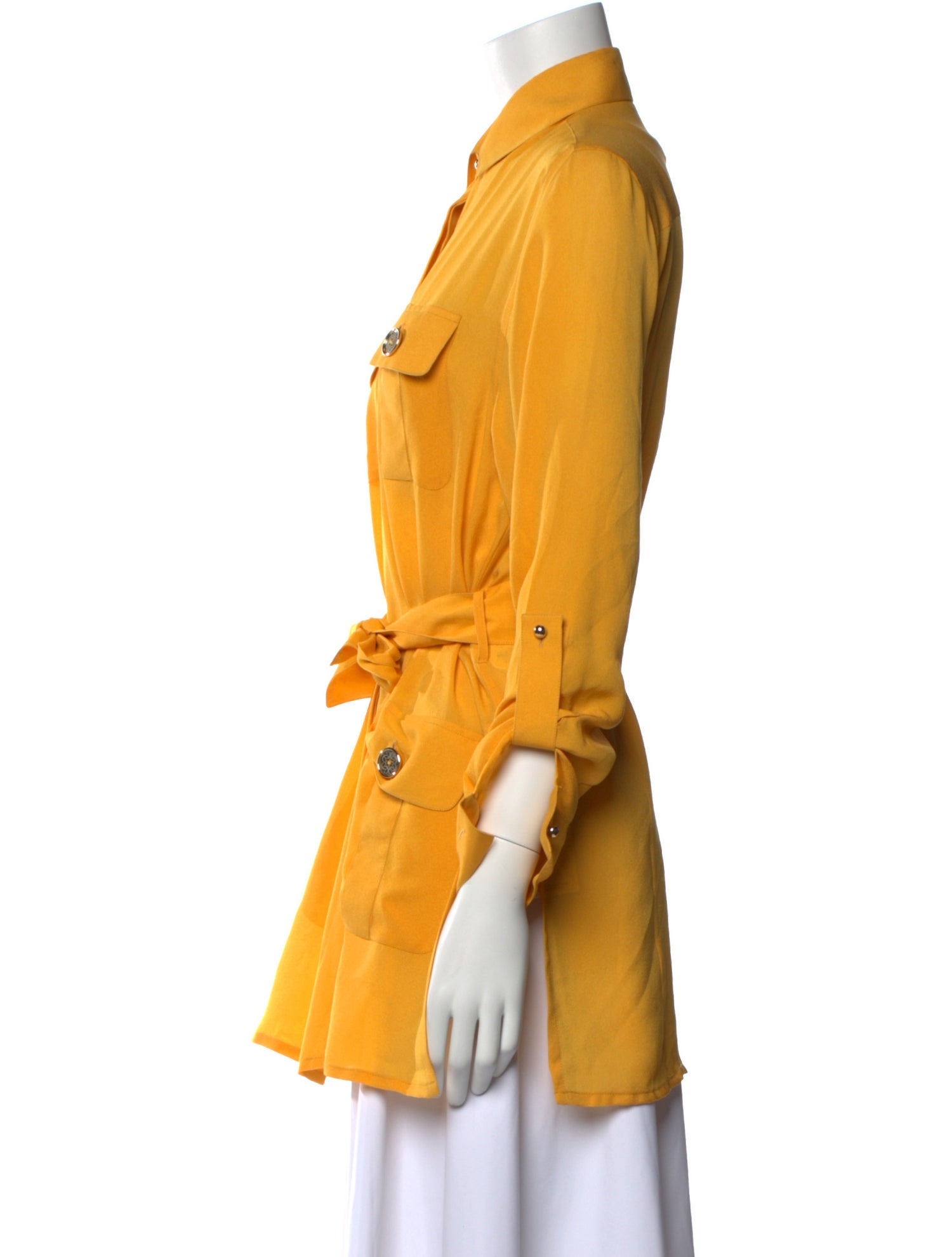 Elie Saab Silk Long Sleeve Button-Up Top