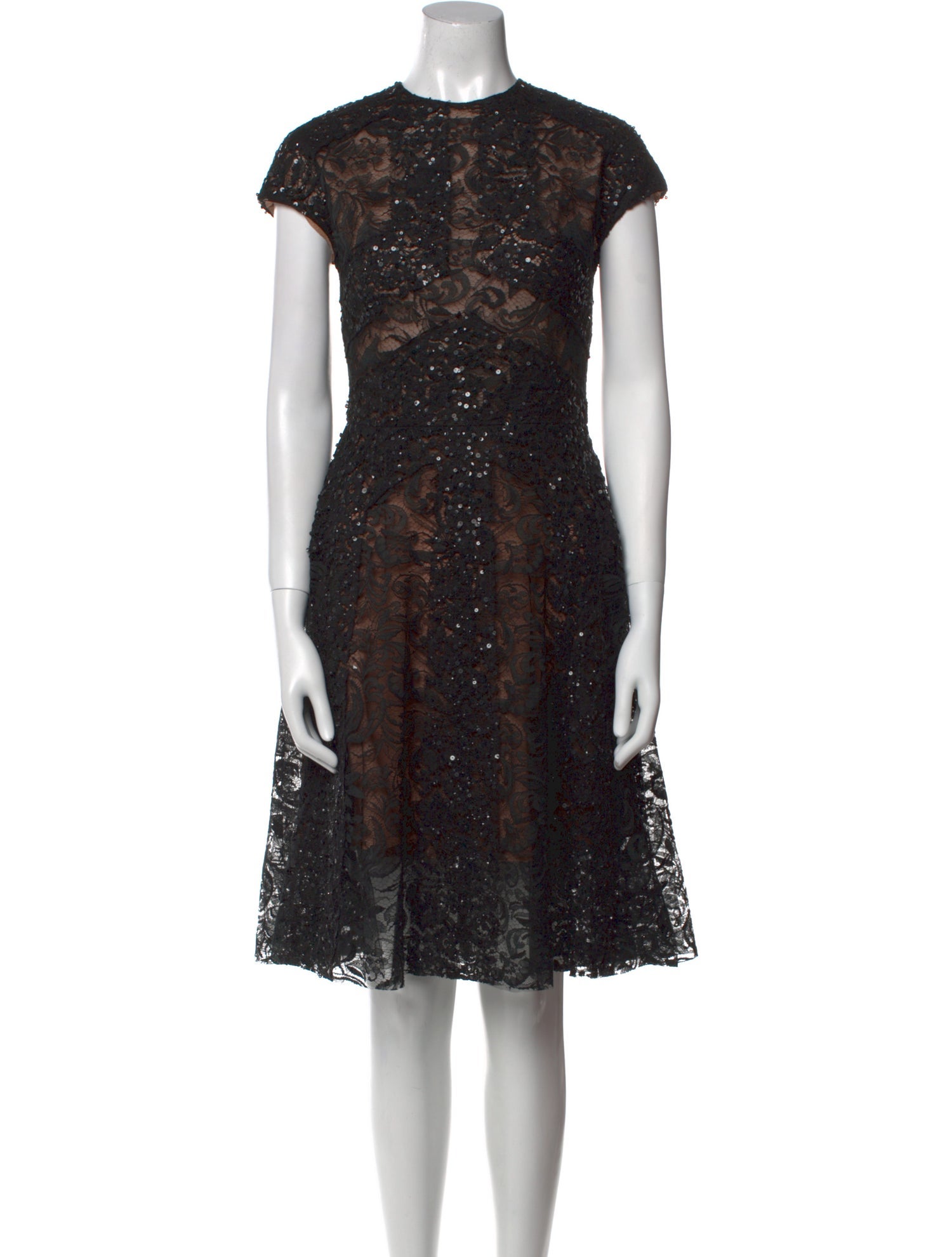 Elie Saab Lace Pattern Knee-Length Dress