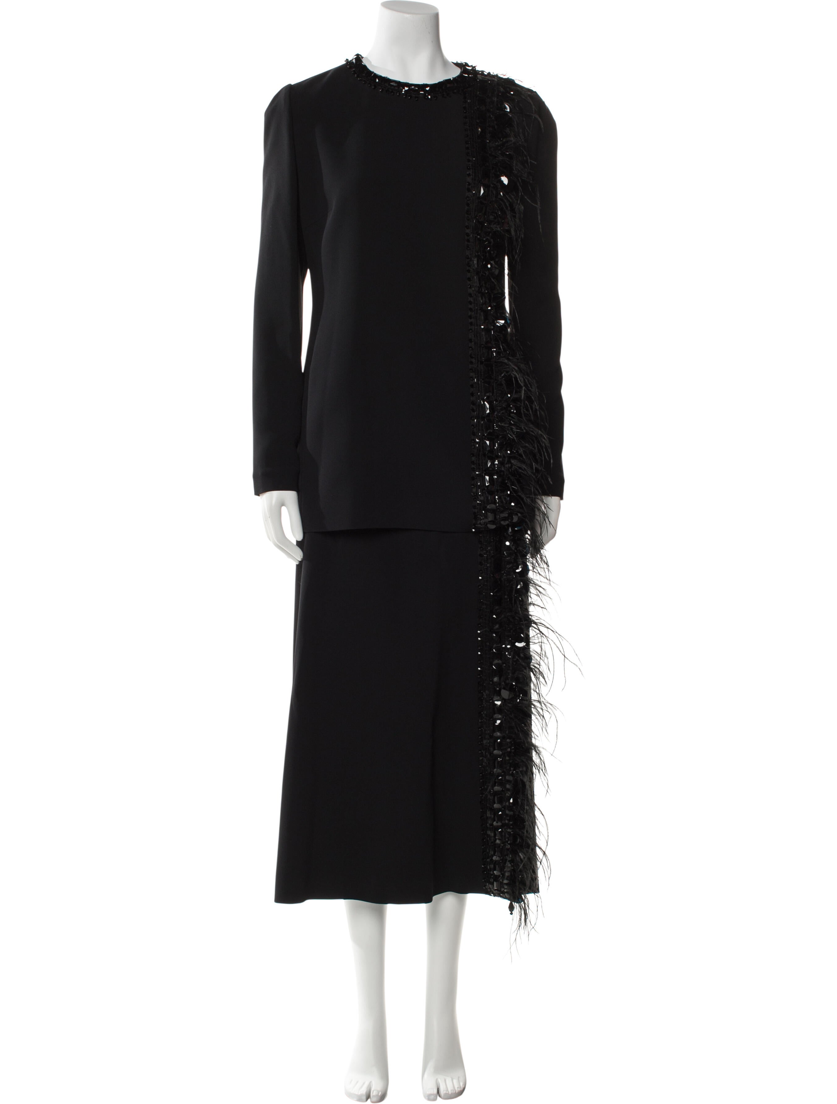 Elie Saab Feather Trim Skirt Set w/ Tags