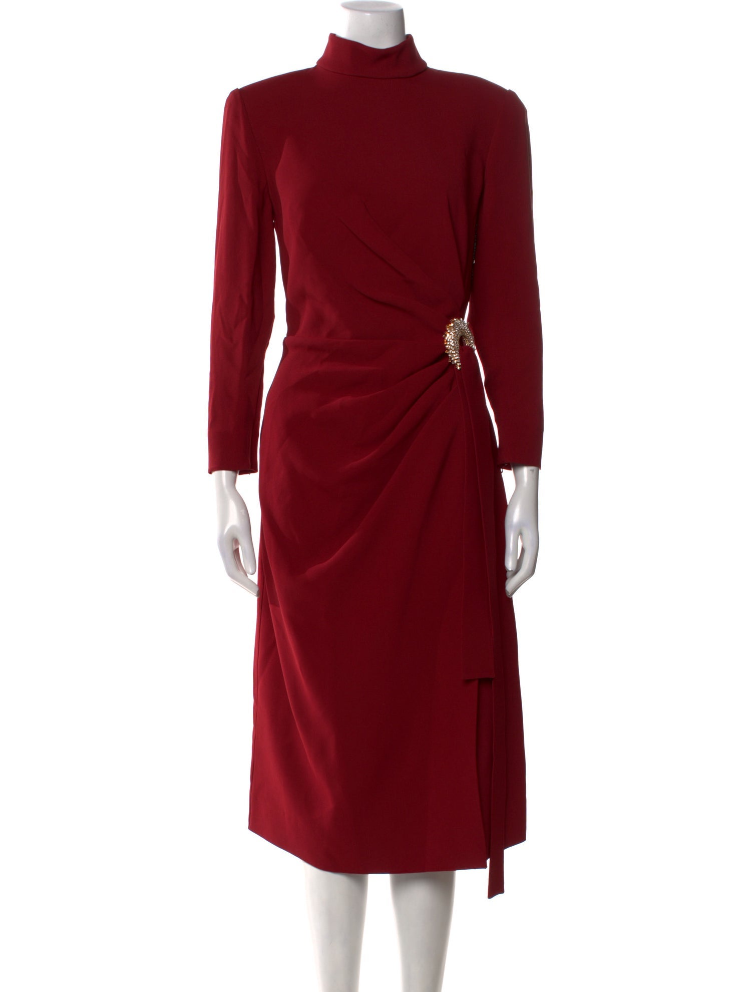 Elie Saab Mock Neck Midi Length Dress