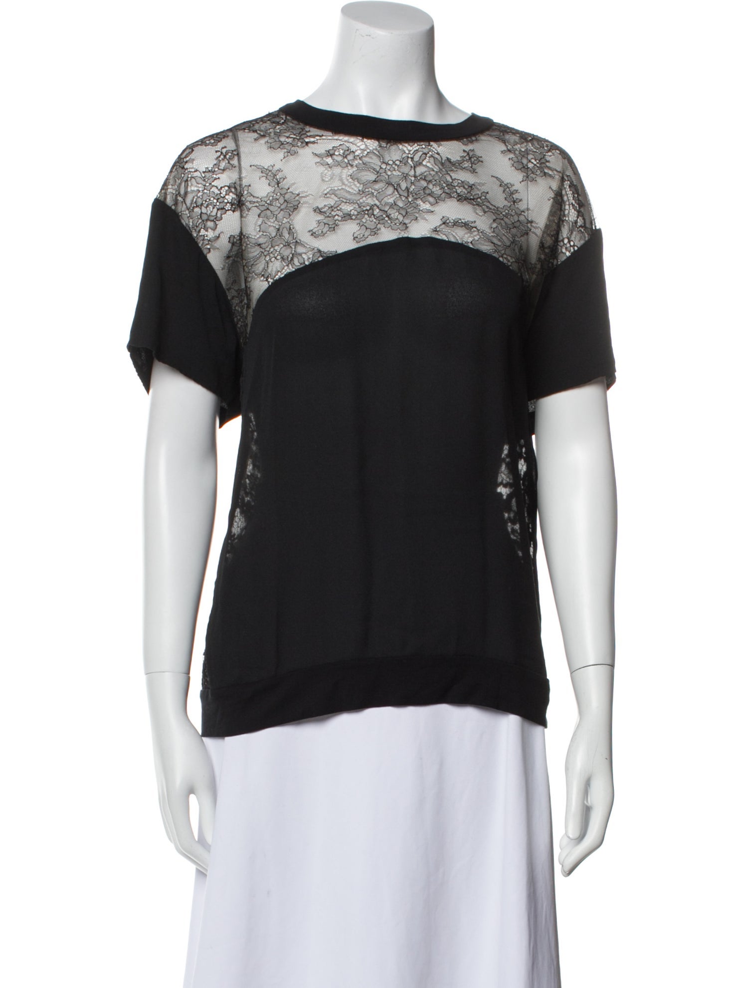 Elie Saab Bateau Neckline Short Sleeve Top