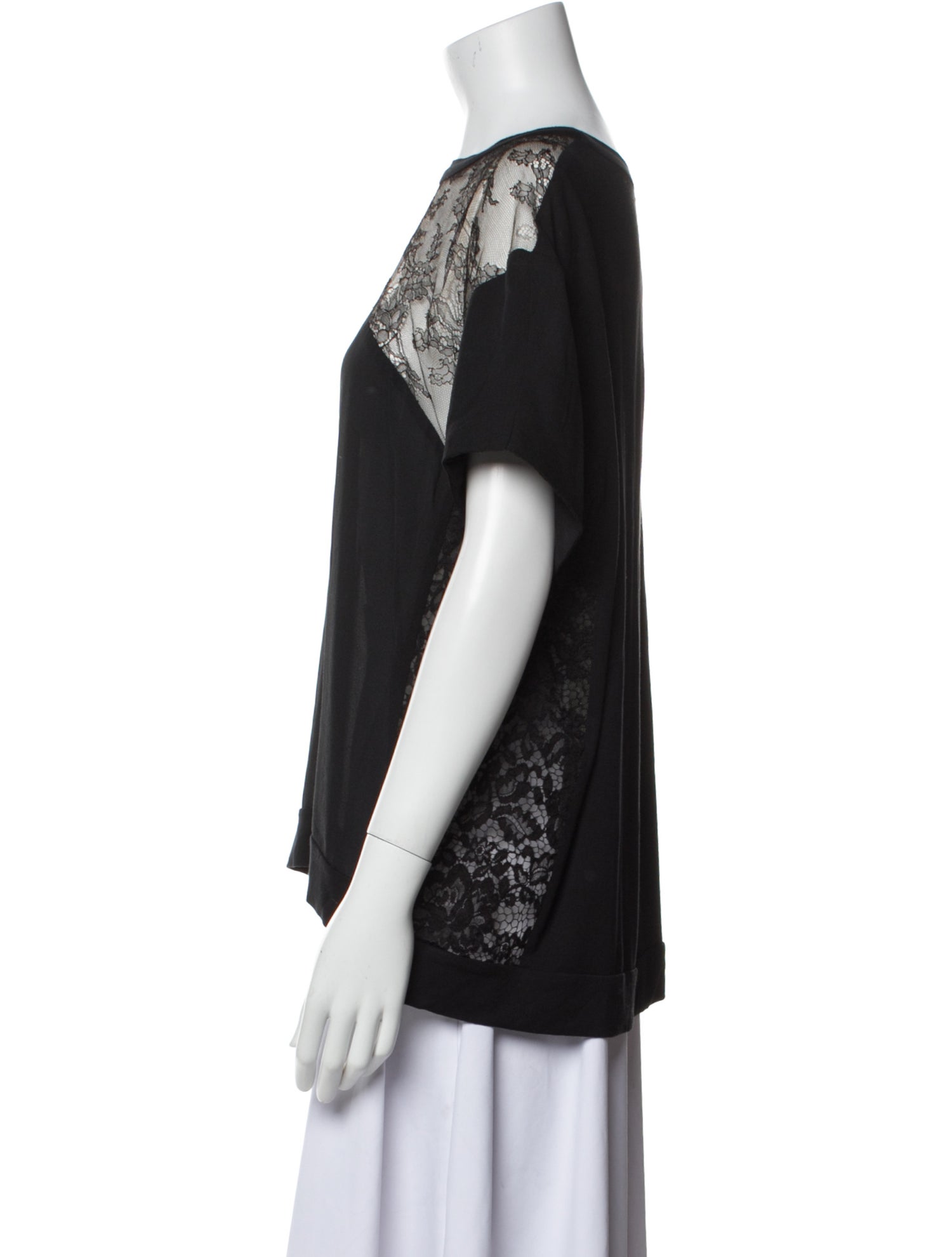 Elie Saab Bateau Neckline Short Sleeve Top