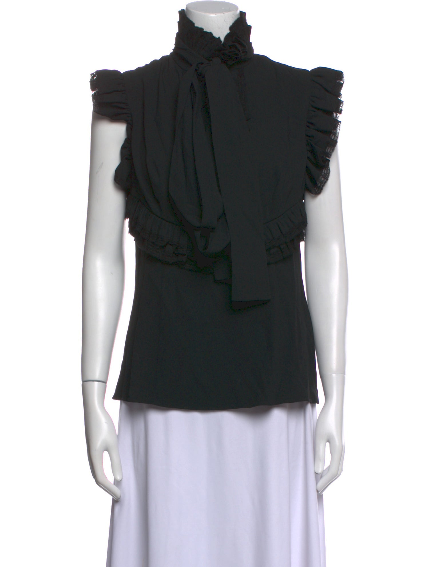 Elie Saab Mock Neck Short Sleeve Blouse