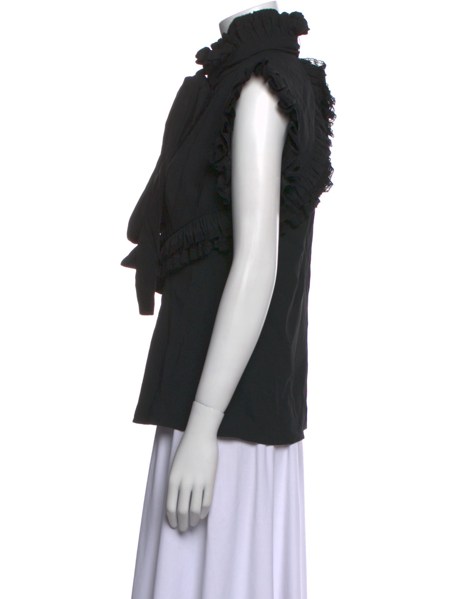 Elie Saab Mock Neck Short Sleeve Blouse