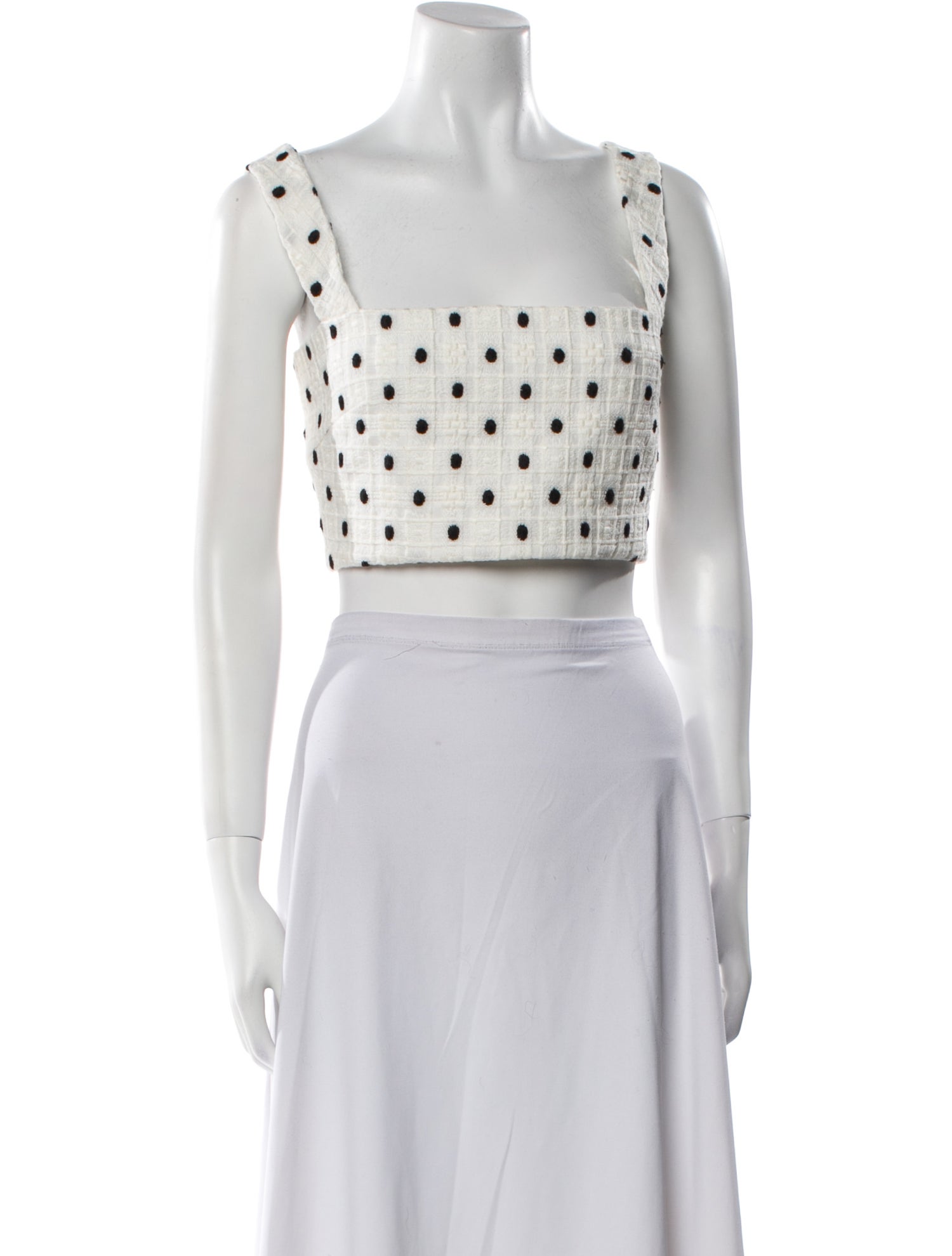 Elie Saab Silk Polka Dot Print Crop Top