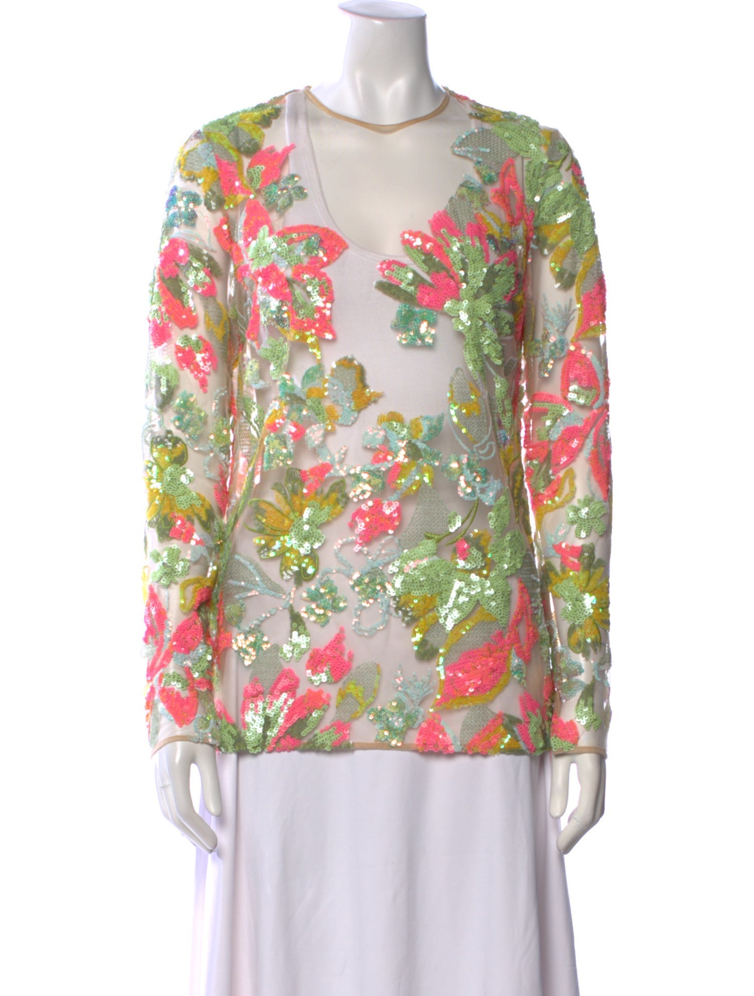 Elie Saab Floral Print Crew Neck Blouse w/ Tags