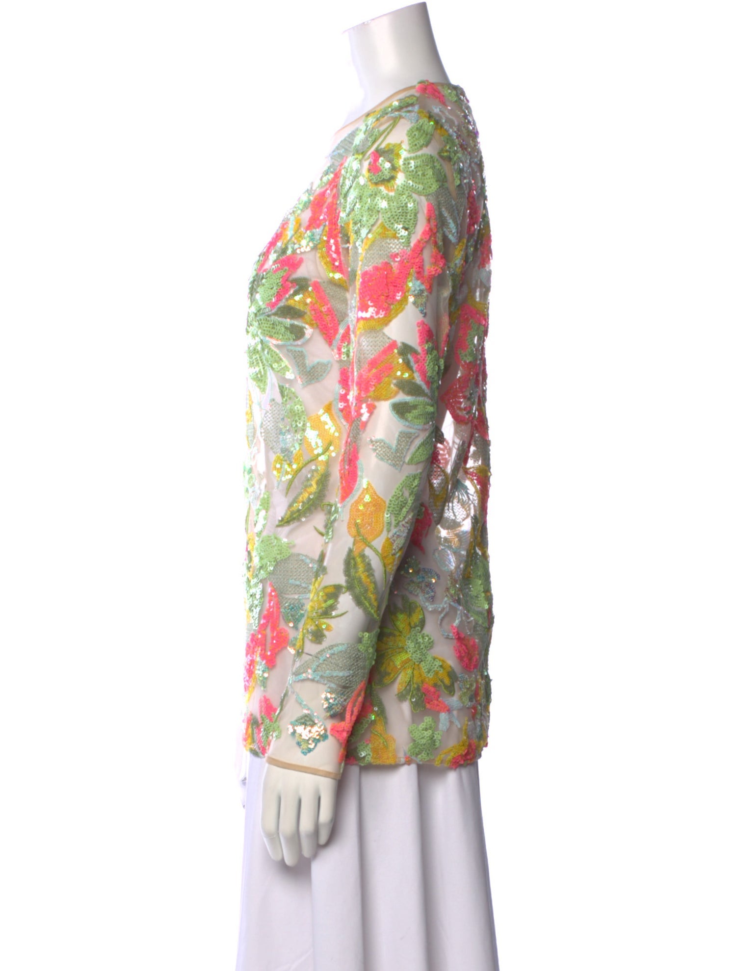 Elie Saab Floral Print Crew Neck Blouse w/ Tags
