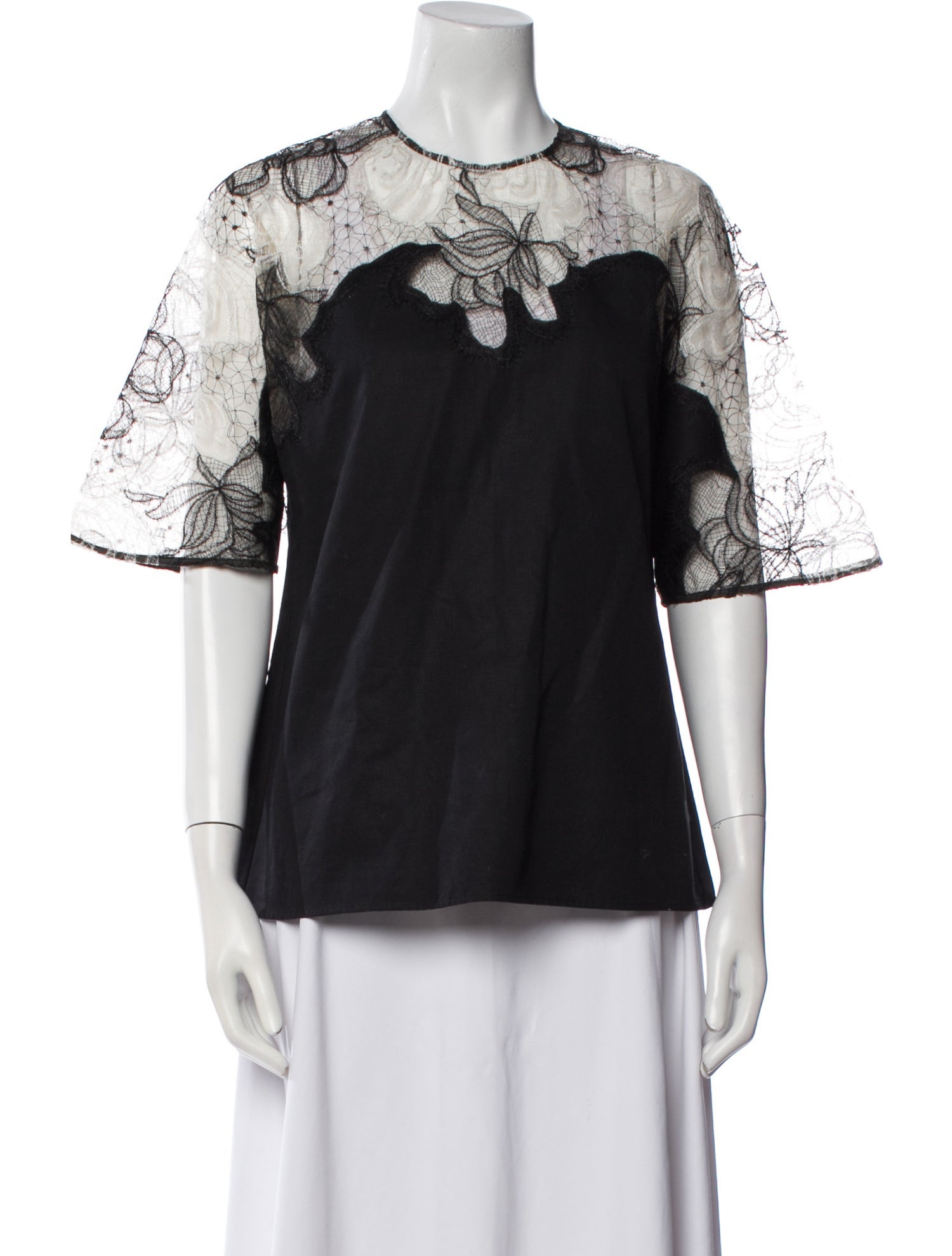 Elie Saab Patterned Crew Neck Blouse