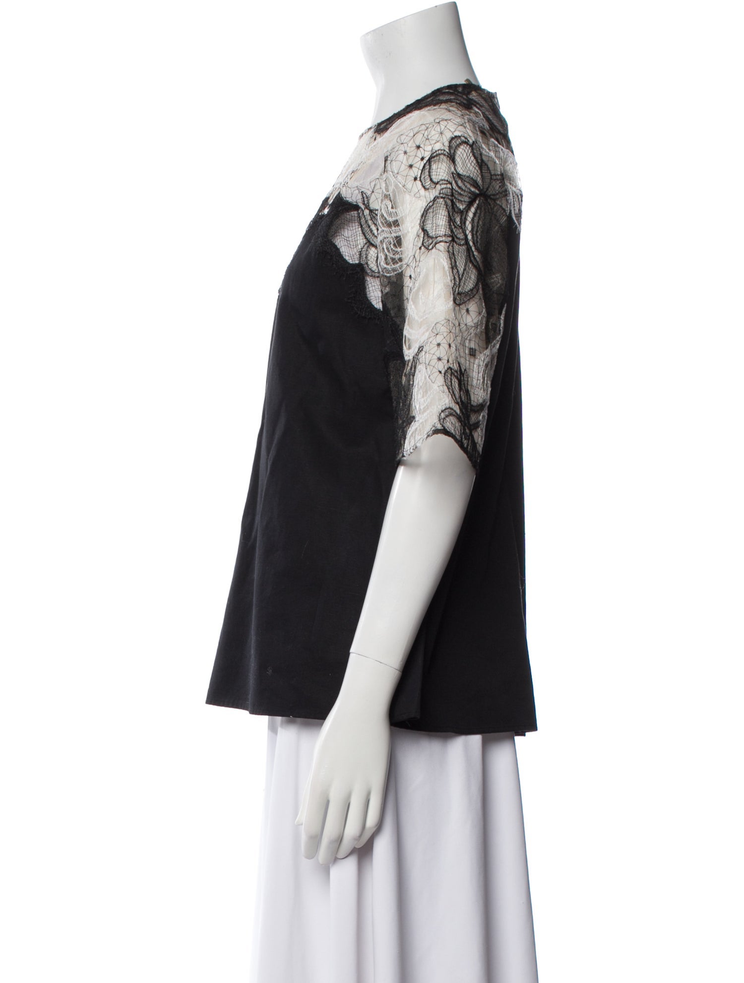 Elie Saab Patterned Crew Neck Blouse