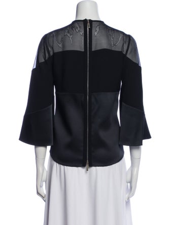 Elie Saab Crew Neck Three-Quarter Sleeve Blouse