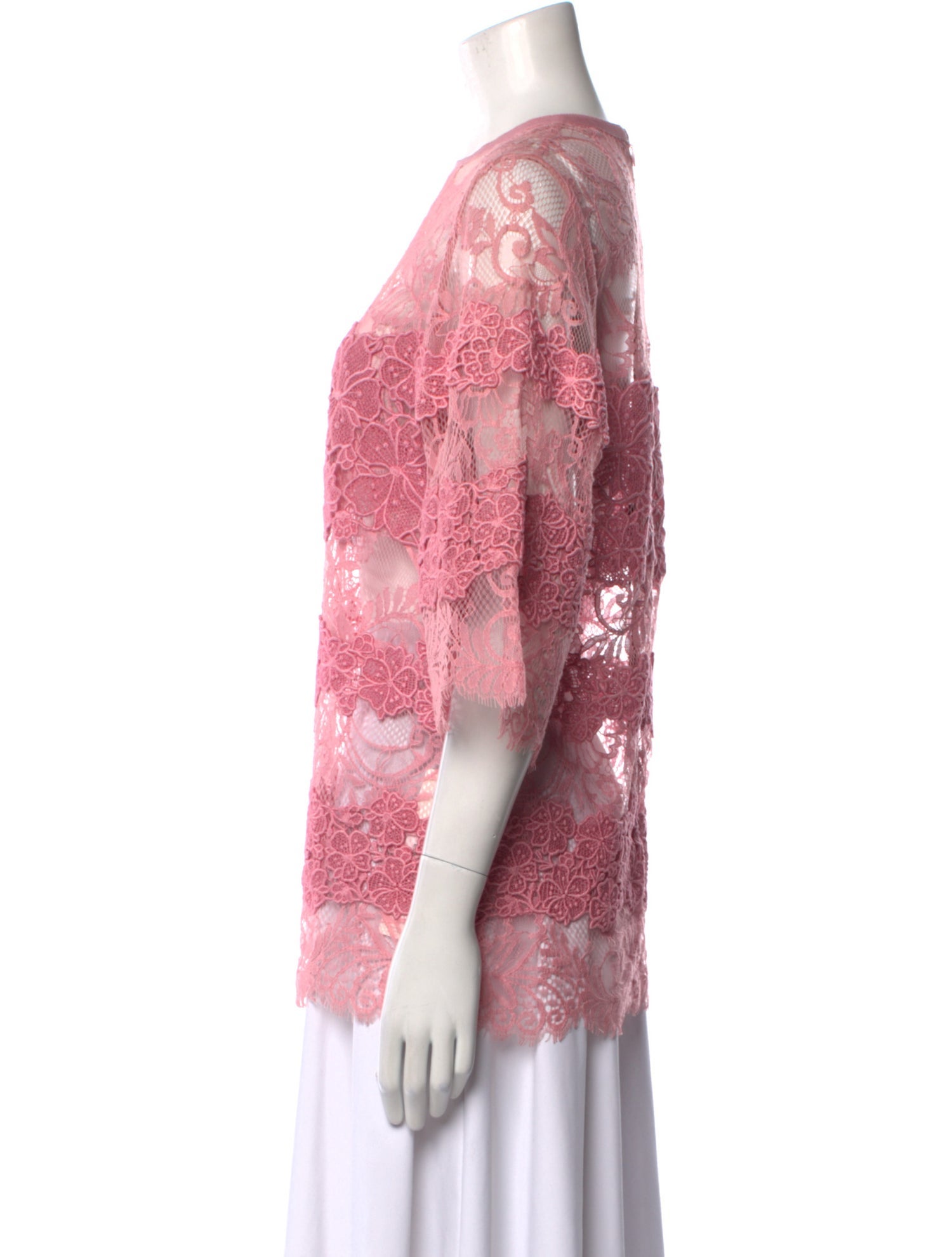 Elie Saab Lace Pattern Crew Neck Blouse